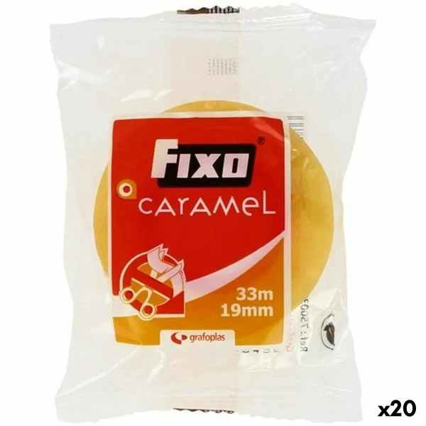 Cinta Adhesiva Fixo Caramel Transparente 19 mm x 33 m (20 Unidades)