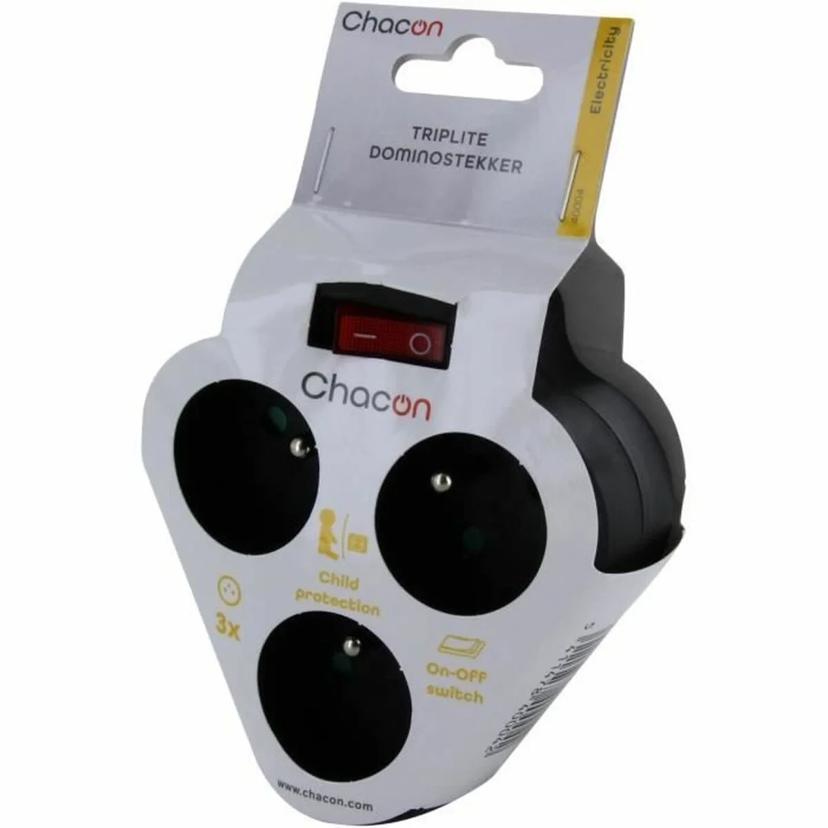 Regleta Enchufes 3 Tomas con Interruptor Chacon Dominó 3x16A