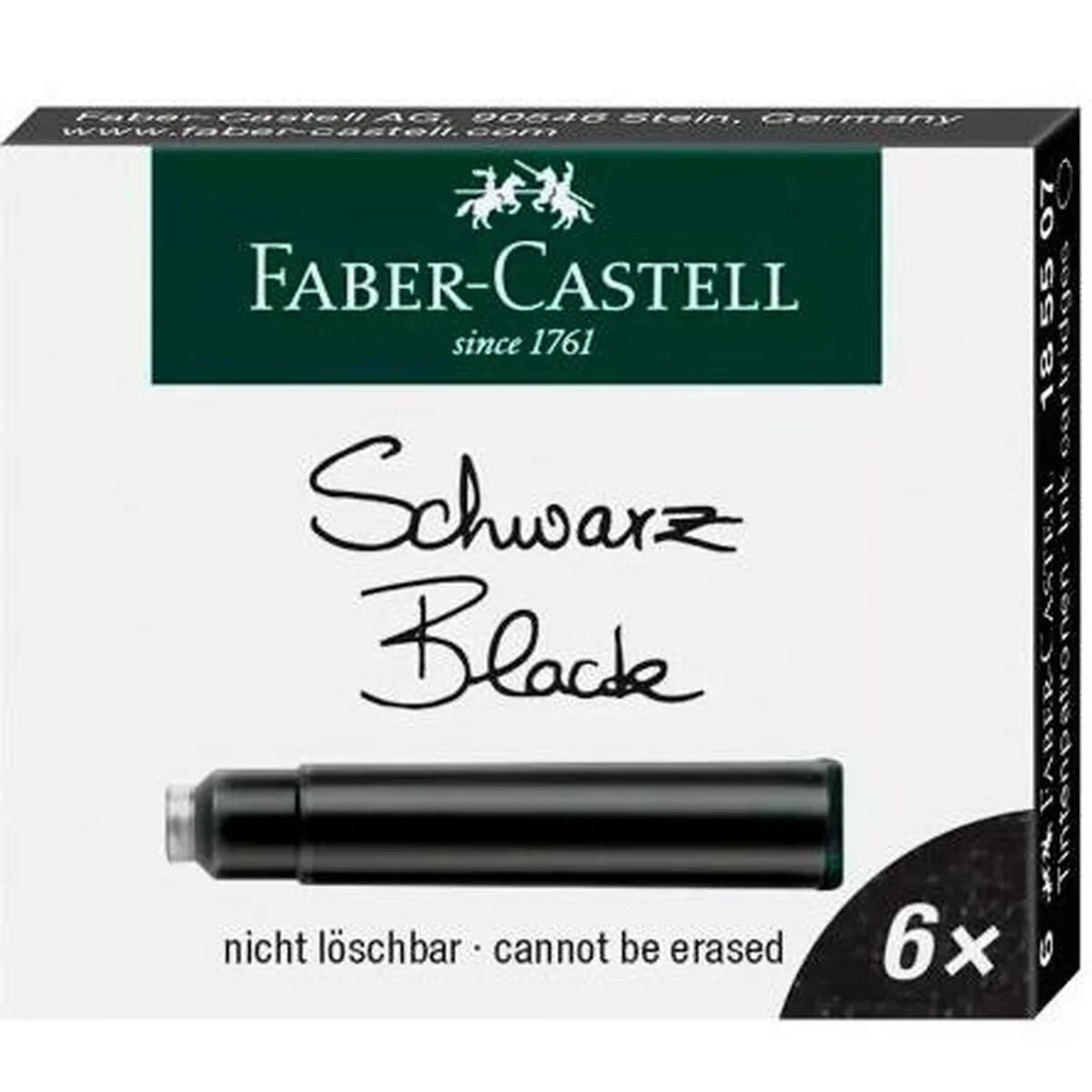 Recambio de tinta para pluma Faber-Castell Negro 6 Piezas (10 Unidades)