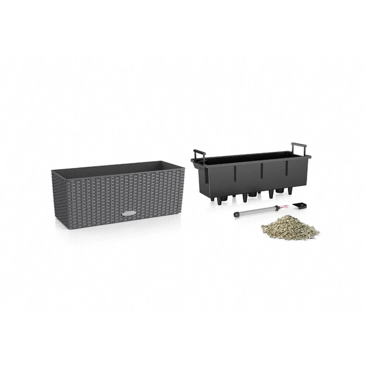 Maceta Lechuza Negro Gris Polipropileno