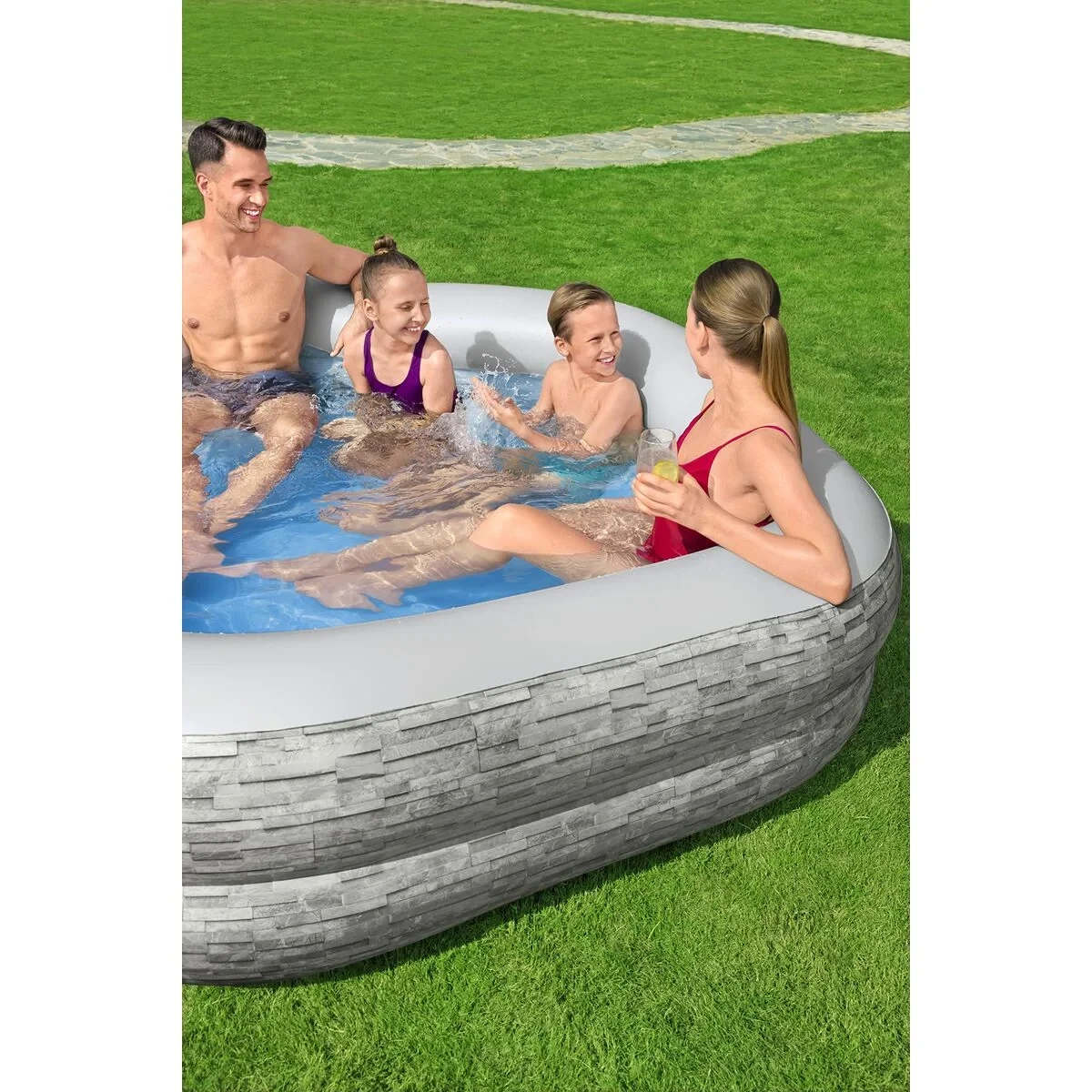 Bestway Piscina Hinchable Familiar 213x206x53 cm +6 Años Jardin 54423