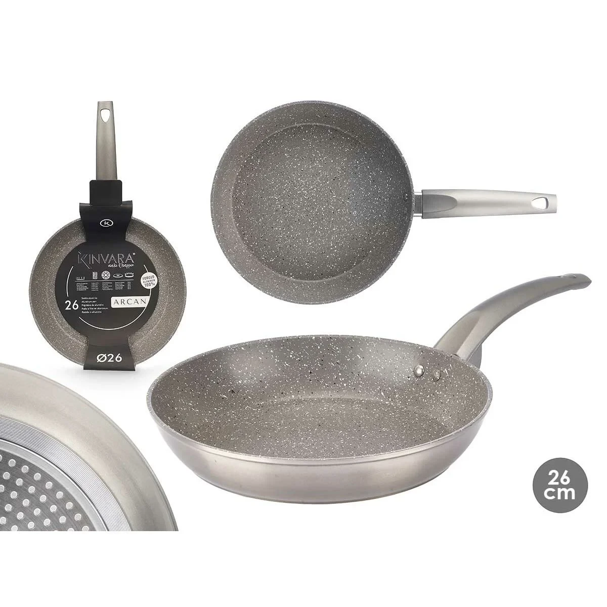Sartén Antiadherente Kinvara Plateado Aluminio Inducción