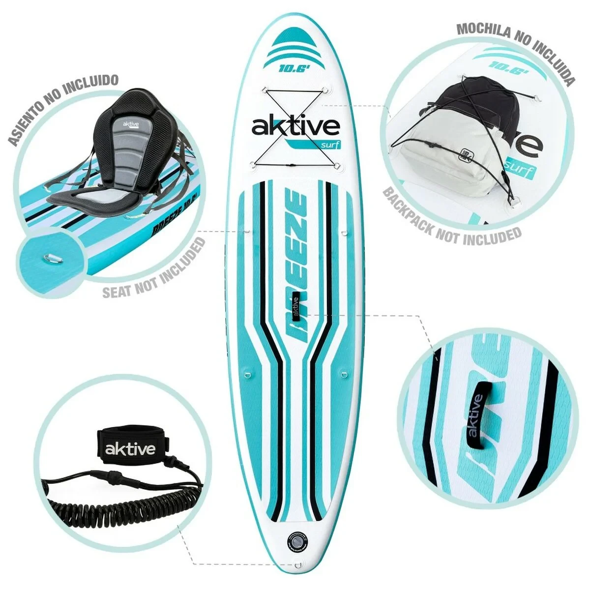 Tabla de Paddle Surf Hinchable con Accesorios Aktive Azul