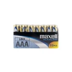 Pilas Alcalinas LR03 Maxell AAA (32 Piezas) (16 Unidades)