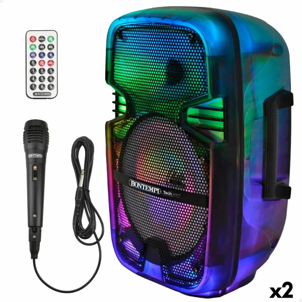 Altavoz con Micrófono Karaoke Bontempi Plástico 25 x 39 x 21 cm (2 Unidades)