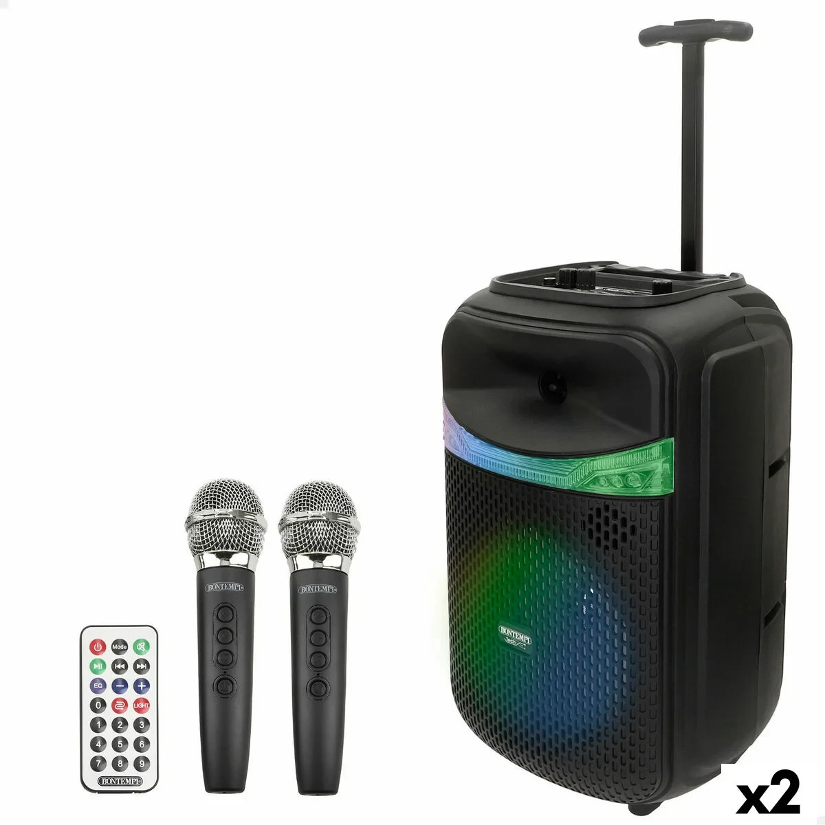 Altavoz con Micrófono Karaoke Bontempi Plástico 27 x 40 x 25 cm (2 Unidades)