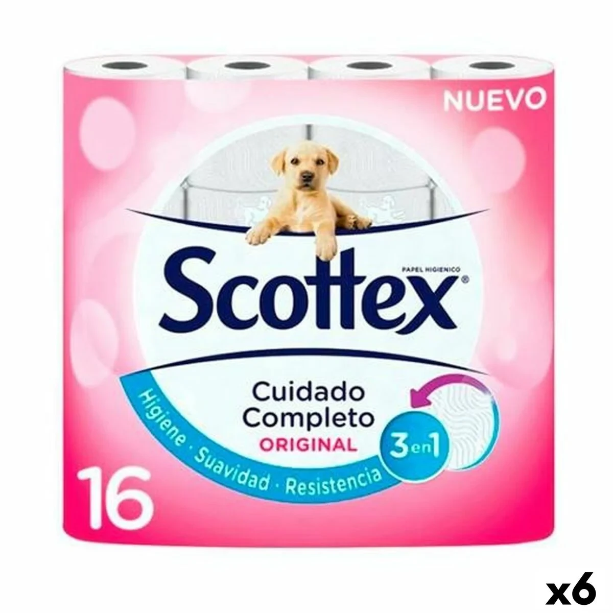 Papel Higiénico Scottex Original Blanco 16 Piezas (6 Unidades)
