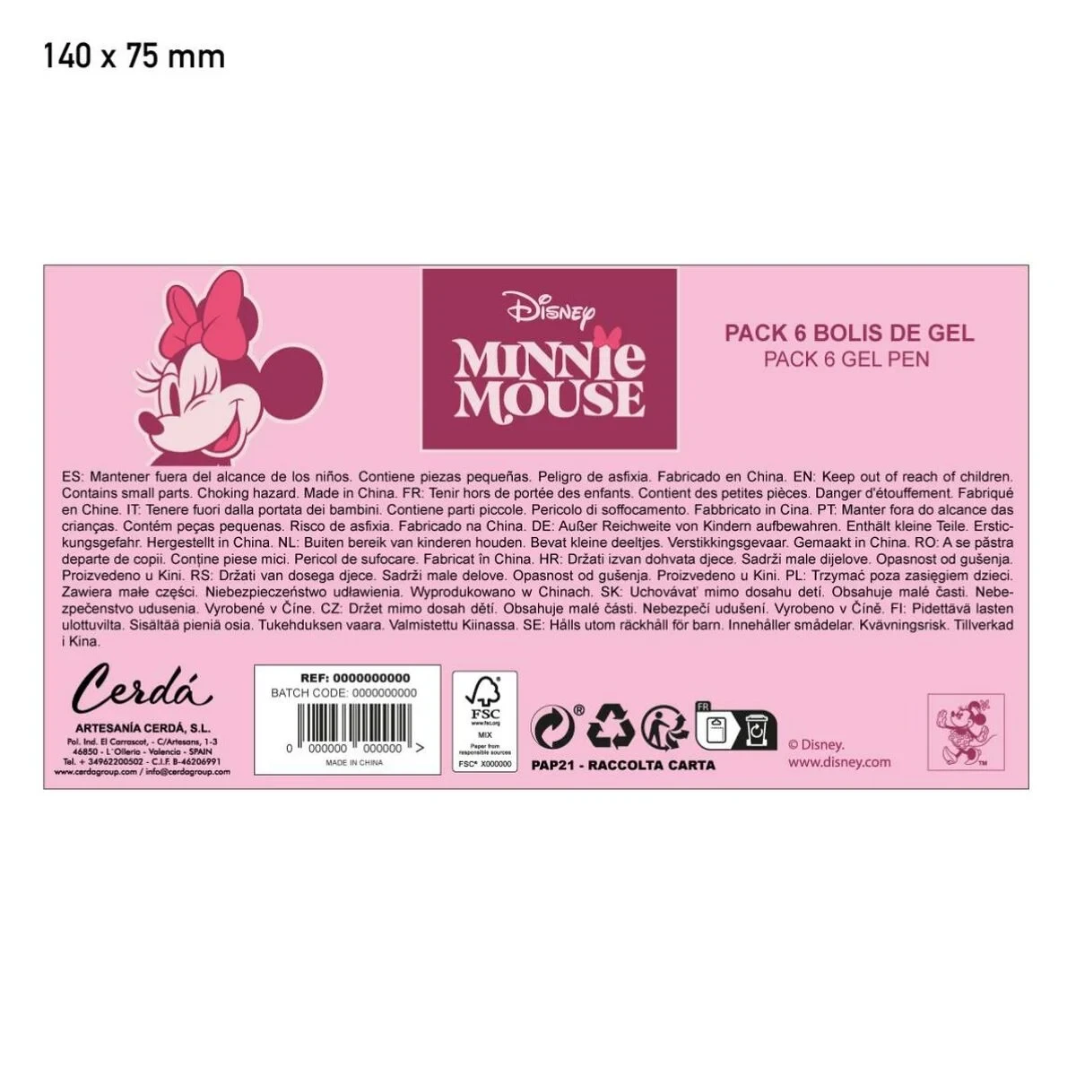 Set de Bolígrafos Minnie Mouse Rosa