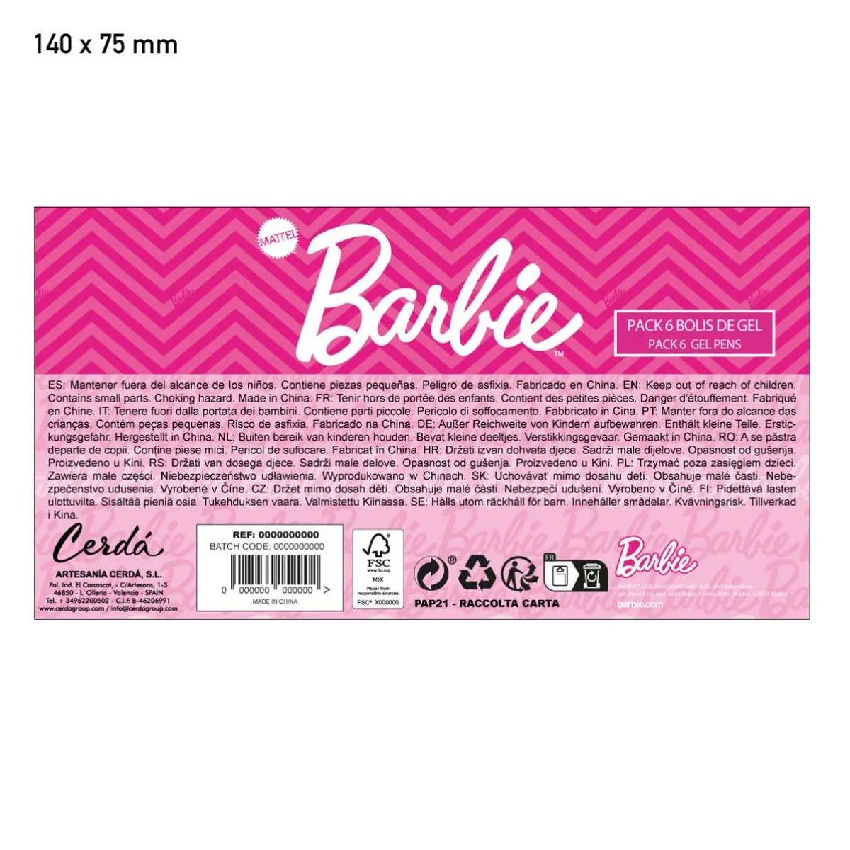 Set de Bolígrafos Barbie fuchsia