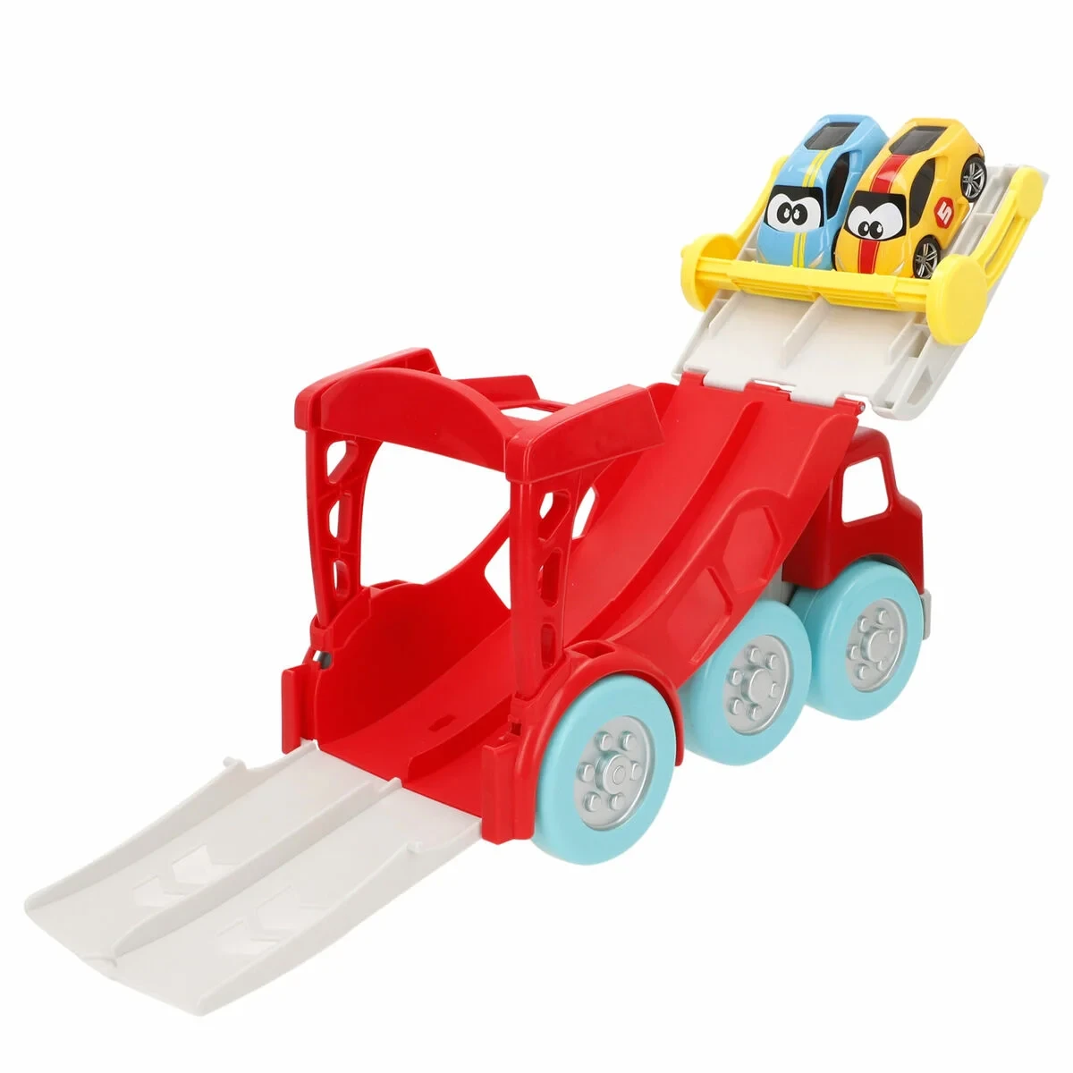 Camión Portavehículos y Coches 8 Piezas (2 Unidades)