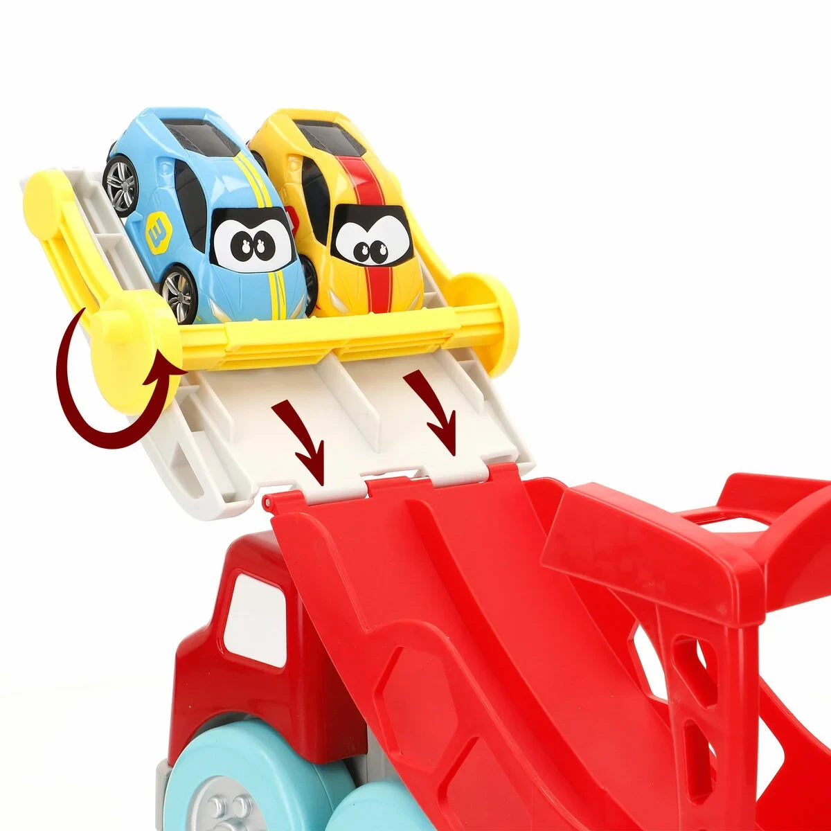 Camión Portavehículos y Coches 8 Piezas (2 Unidades)