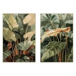 Lienzo Home ESPRIT Amarillo Verde Terracota Palmeras Tropical (2 Unidades)