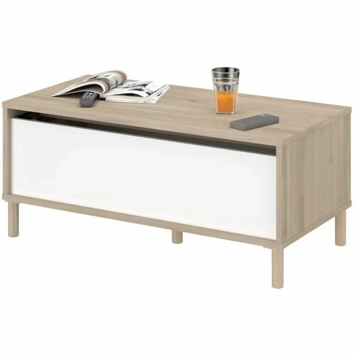 Mesa de Centro Elevable Parisot Blanco 100 x 50 x 43,6 cm