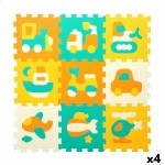 Alfombra de Puzzle Colorbaby Multicolor Plástico EVA 90 x 90 cm Vehículos 9 Piezas (4 Unidades)