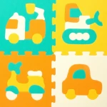 Alfombra de Puzzle Colorbaby Multicolor Plástico EVA 90 x 90 cm Vehículos 9 Piezas (4 Unidades)