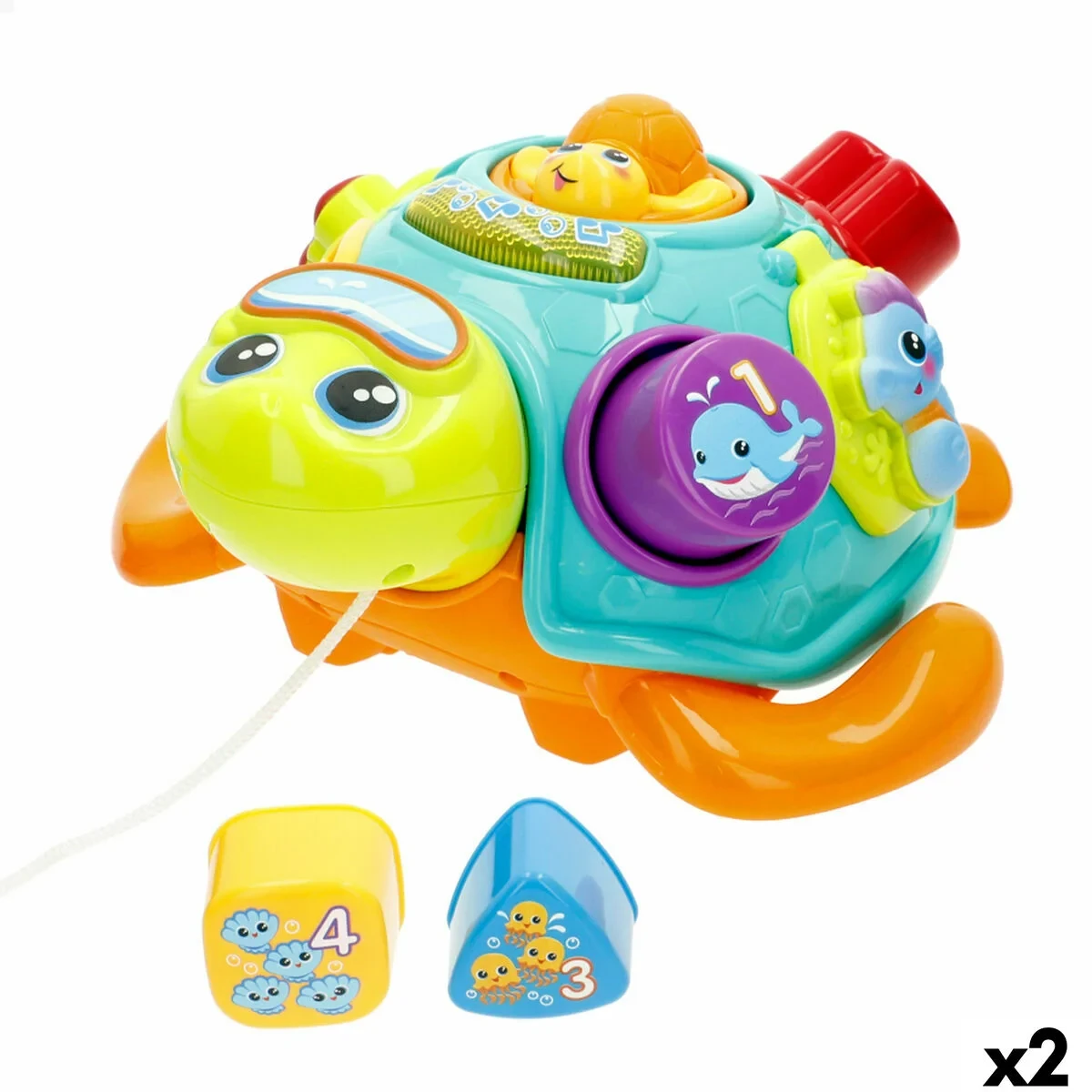 Juguete de arrastre Winfun 23 x 12 x 23 cm Tortuga Multicolor (2 Unidades)