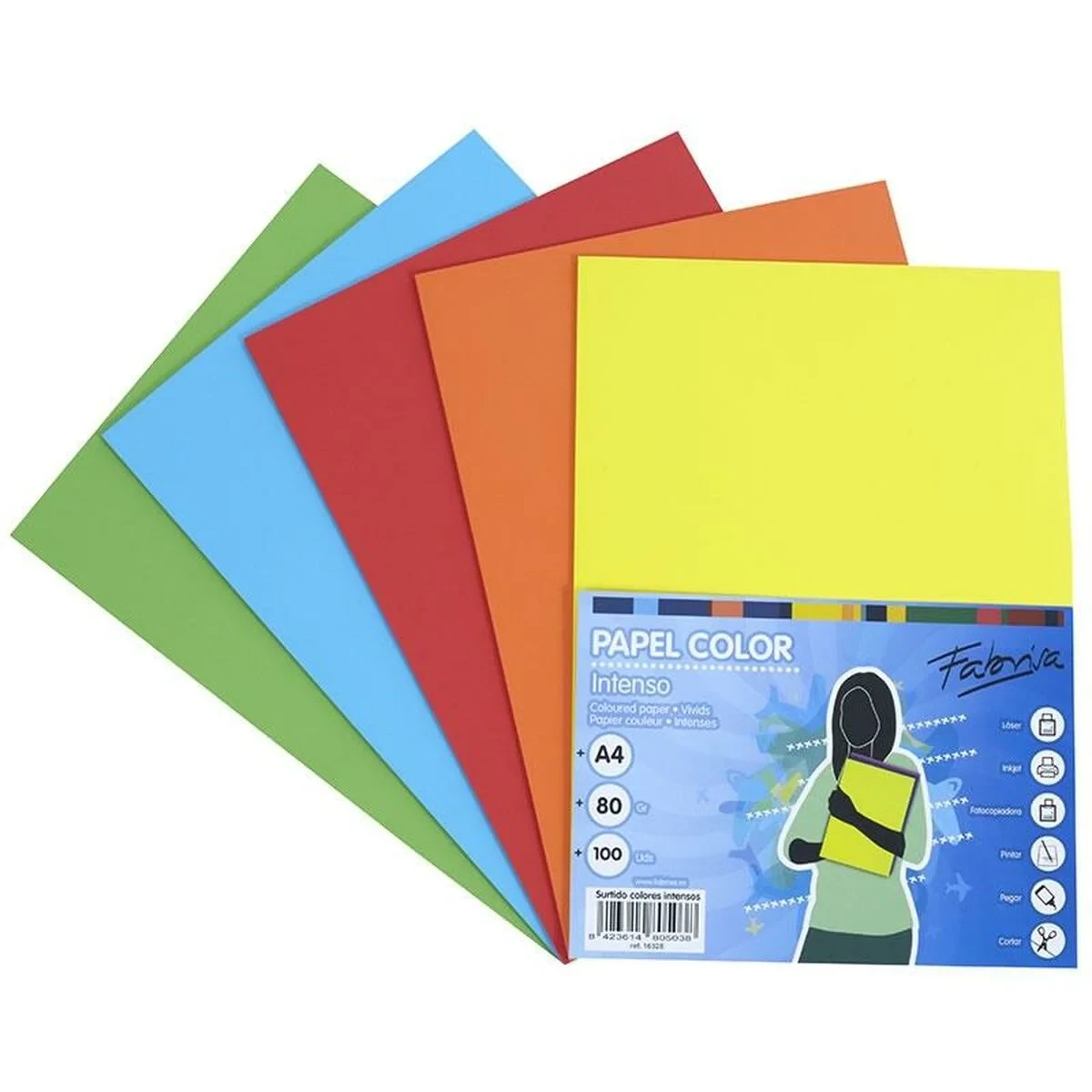 Papel para Imprimir Fabrisa Multicolor A4 100 Hojas (22 Unidades)