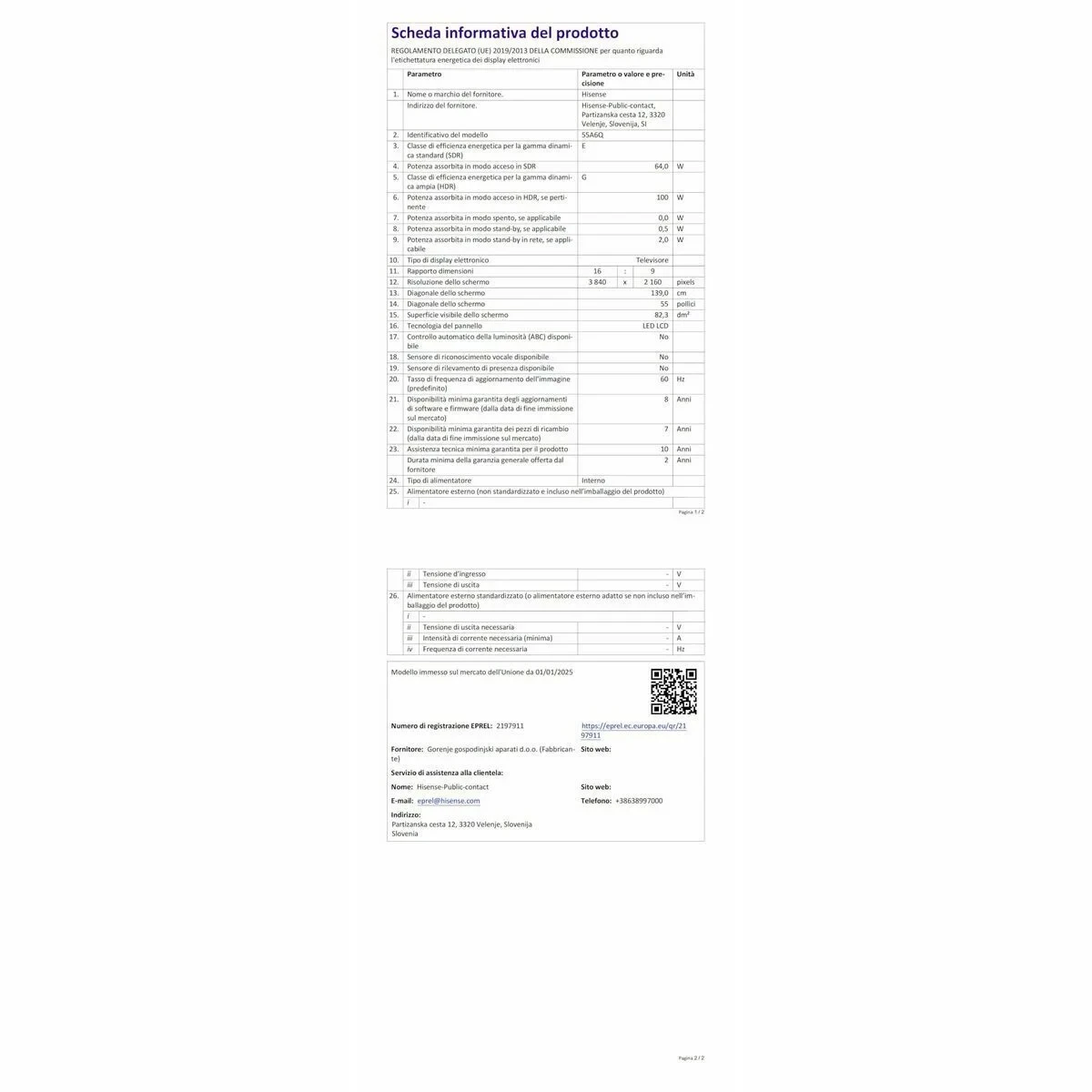 Smart TV Hisense 55A6Q 55" 4K Ultra HD LED HDR D-LED