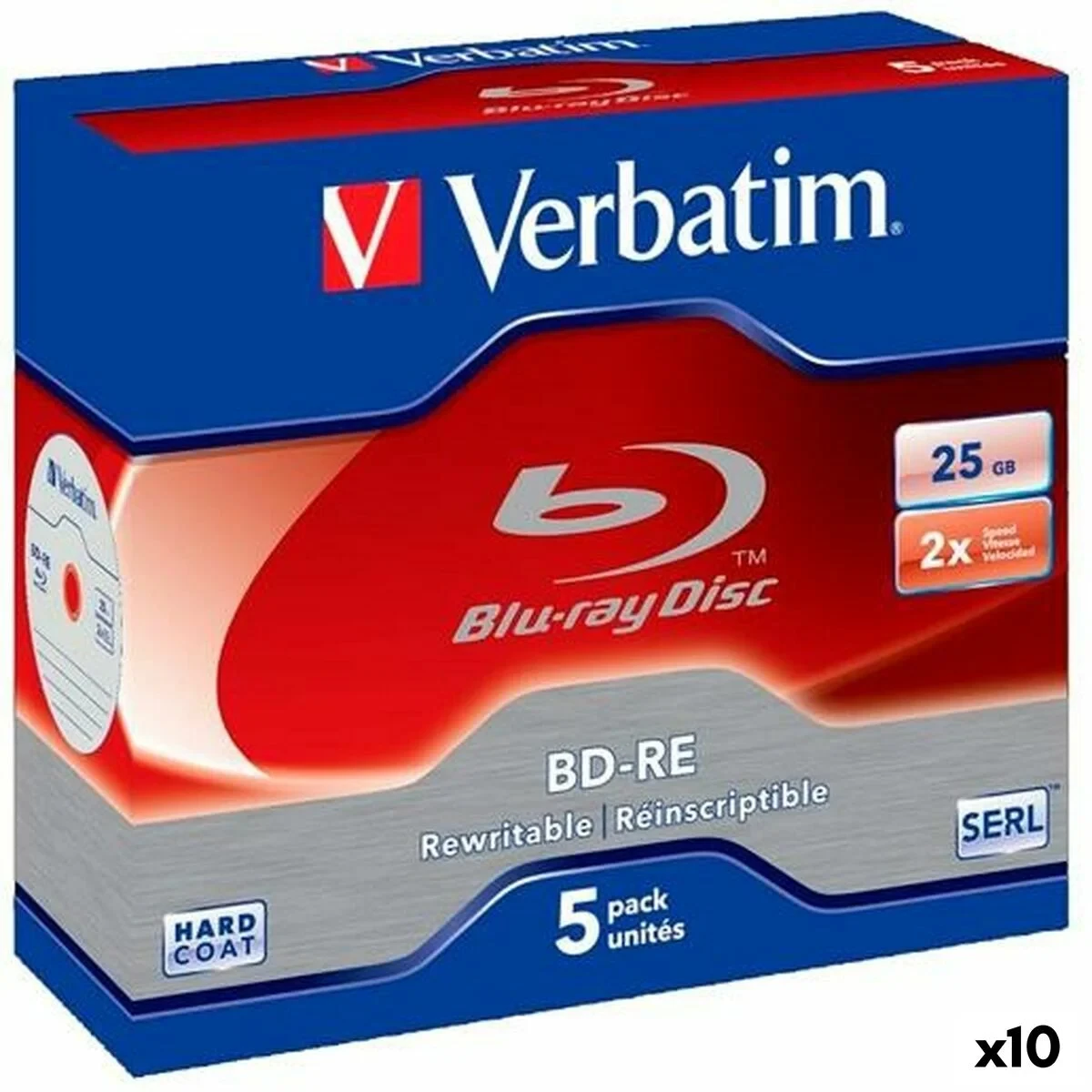 Blu-ray BD-RE Verbatim 25 GB 6x 5 Piezas (10 Unidades)