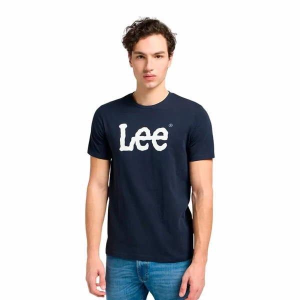 Camiseta de Manga Corta Hombre Lee Wobbly Logo Tee Azul marino