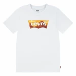Camiseta de Manga Corta Infantil Levi's Lvb Golden Glow Batwing Blanco
