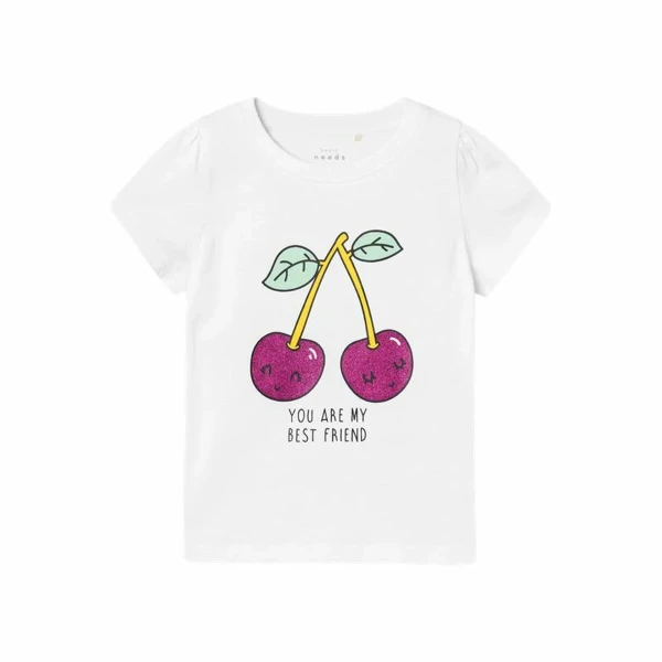 Camiseta de Manga Corta Infantil Name It Nmfvibeke Capsl Blanco