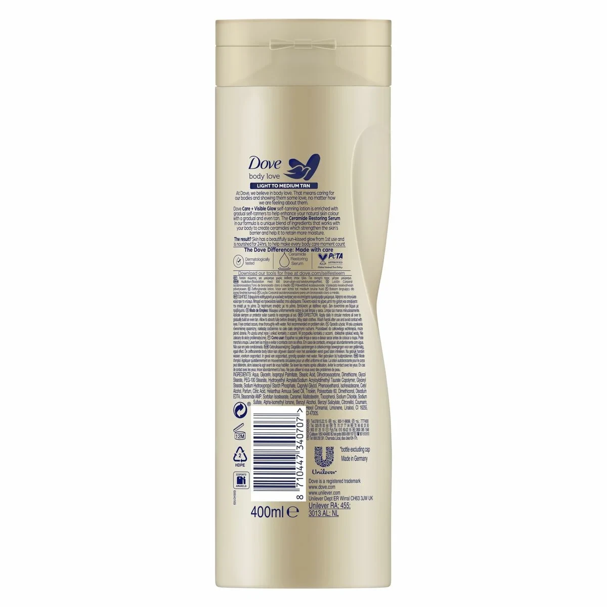 Autobronceador Corporal Dove VISIBLE GLOW 400 ml