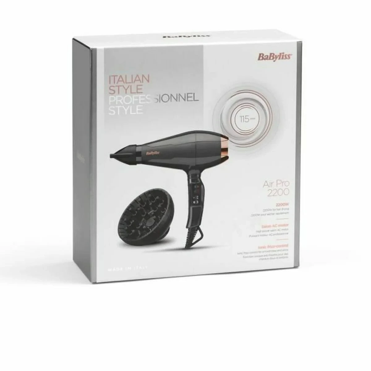 Secador de Pelo Babyliss 6719DE Negro Gris 2200 W
