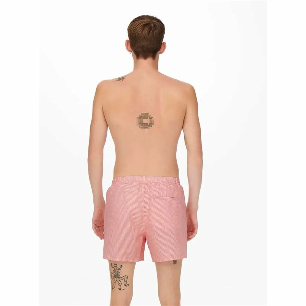 Bañador Hombre Only & Sons Onsted Stripe Seersucker Rosa