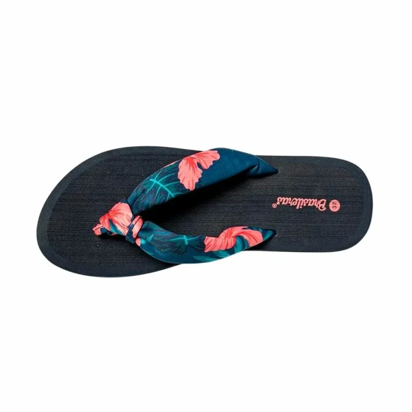 Chanclas para Mujer Brasileras Hibiscus Nudo Fuchsia Negro