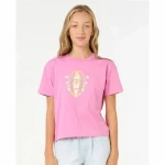 Camiseta de Manga Corta Infantil Rip Curl Island Surf Crop Rosa