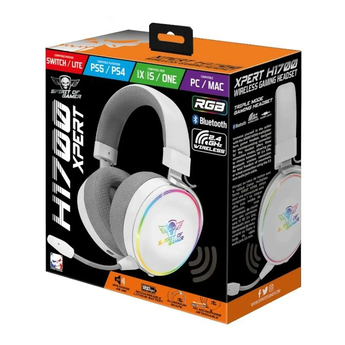 Auriculares Spirit of Gamer XPERT H1700 Blanco
