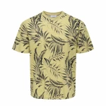 Camiseta de Manga Corta Hombre Only & Sons Onskash Reg Leaf Aop Dorado