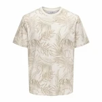 Camiseta de Manga Corta Hombre Only & Sons Onskash Reg Leaf Aop Beige