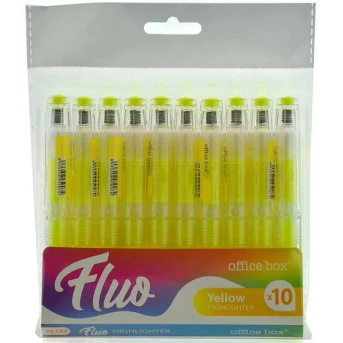 Set de Marcadores Fluorescentes Office Box FLUO Amarillo 10 Piezas