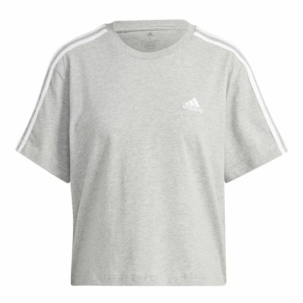 Camiseta de Manga Corta Mujer Adidas 3S Cropped Top Gris claro (XS)