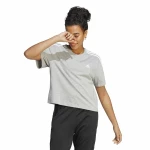 Camiseta de Manga Corta Mujer Adidas 3S Cropped Top Gris claro (XS)