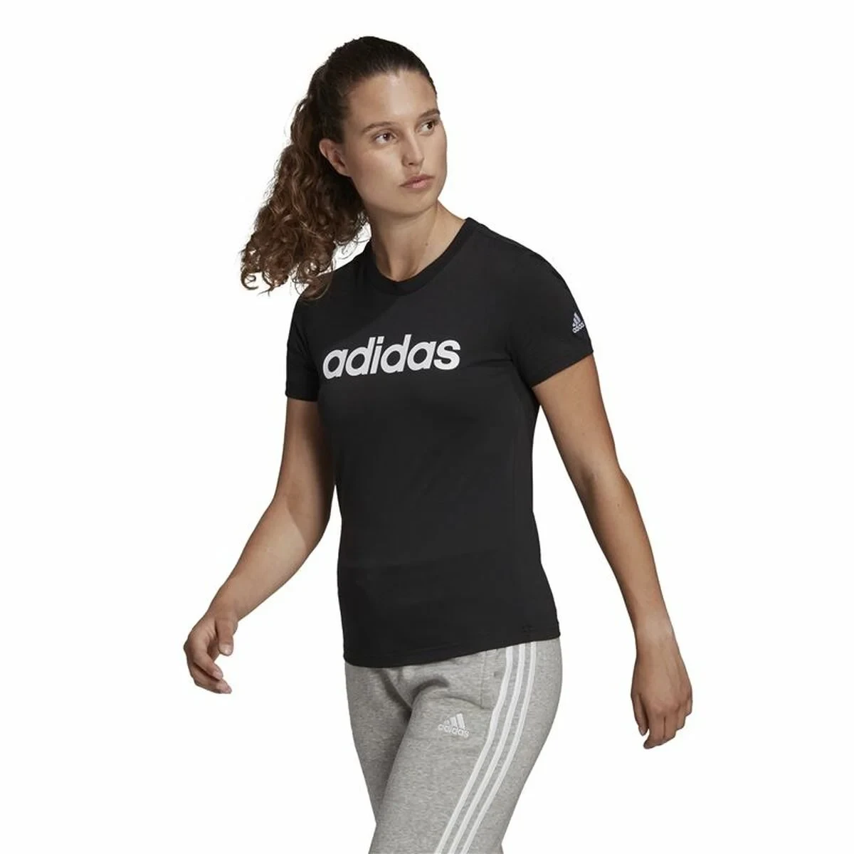 Camiseta de Manga Corta Mujer Adidas Lin T Negro (XS)