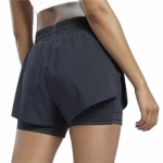 Pantalones Cortos Deportivos para Mujer Reebok Wor Run 2 In 1 Short Negro