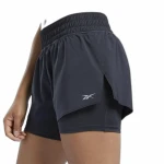 Pantalones Cortos Deportivos para Mujer Reebok Wor Run 2 In 1 Short Negro