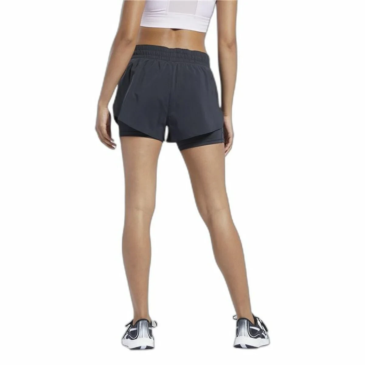 Pantalones Cortos Deportivos para Mujer Reebok Wor Run 2 In 1 Short Negro