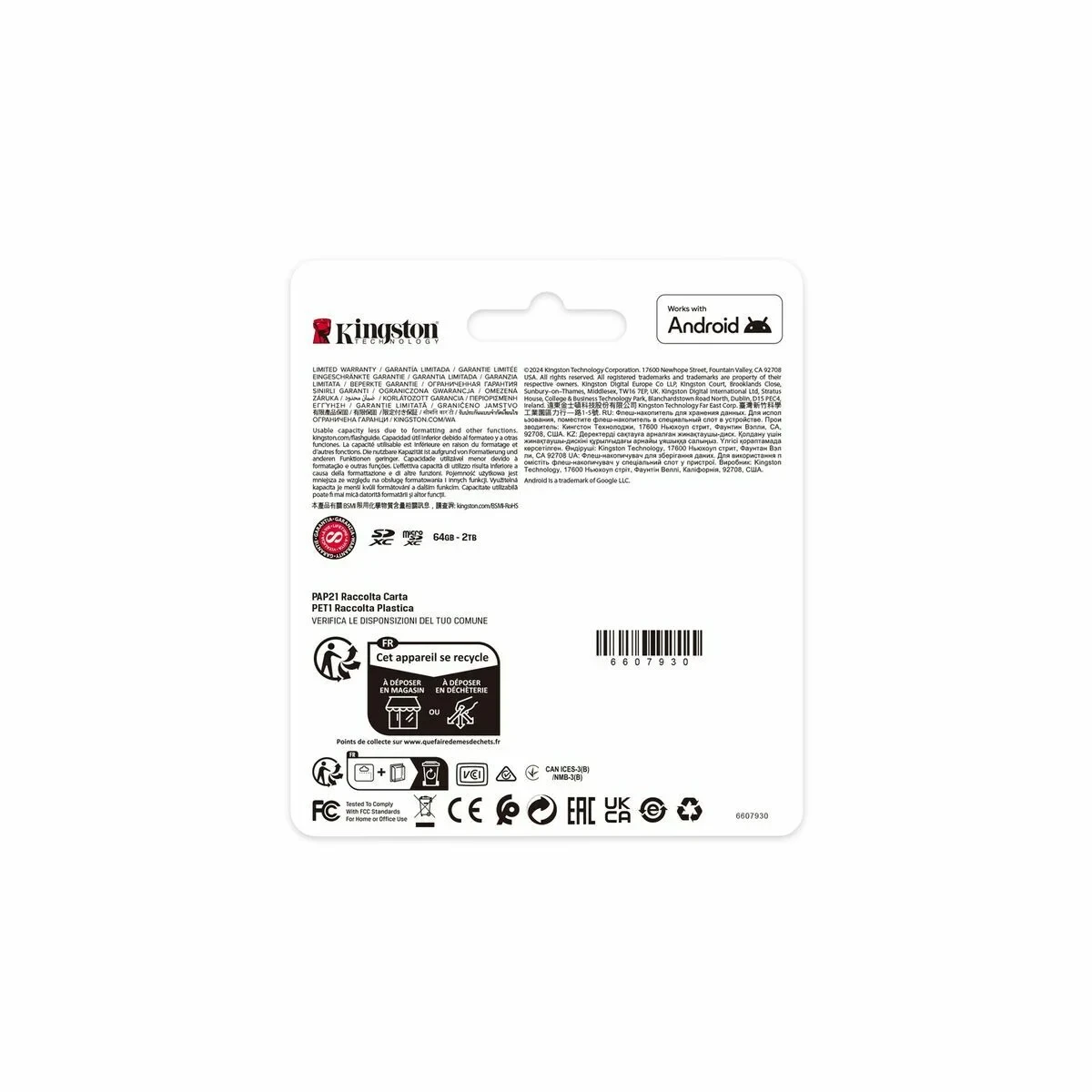 Tarjeta de Memoria Micro SD con Adaptador Kingston SDCS3/64GB 64 GB
