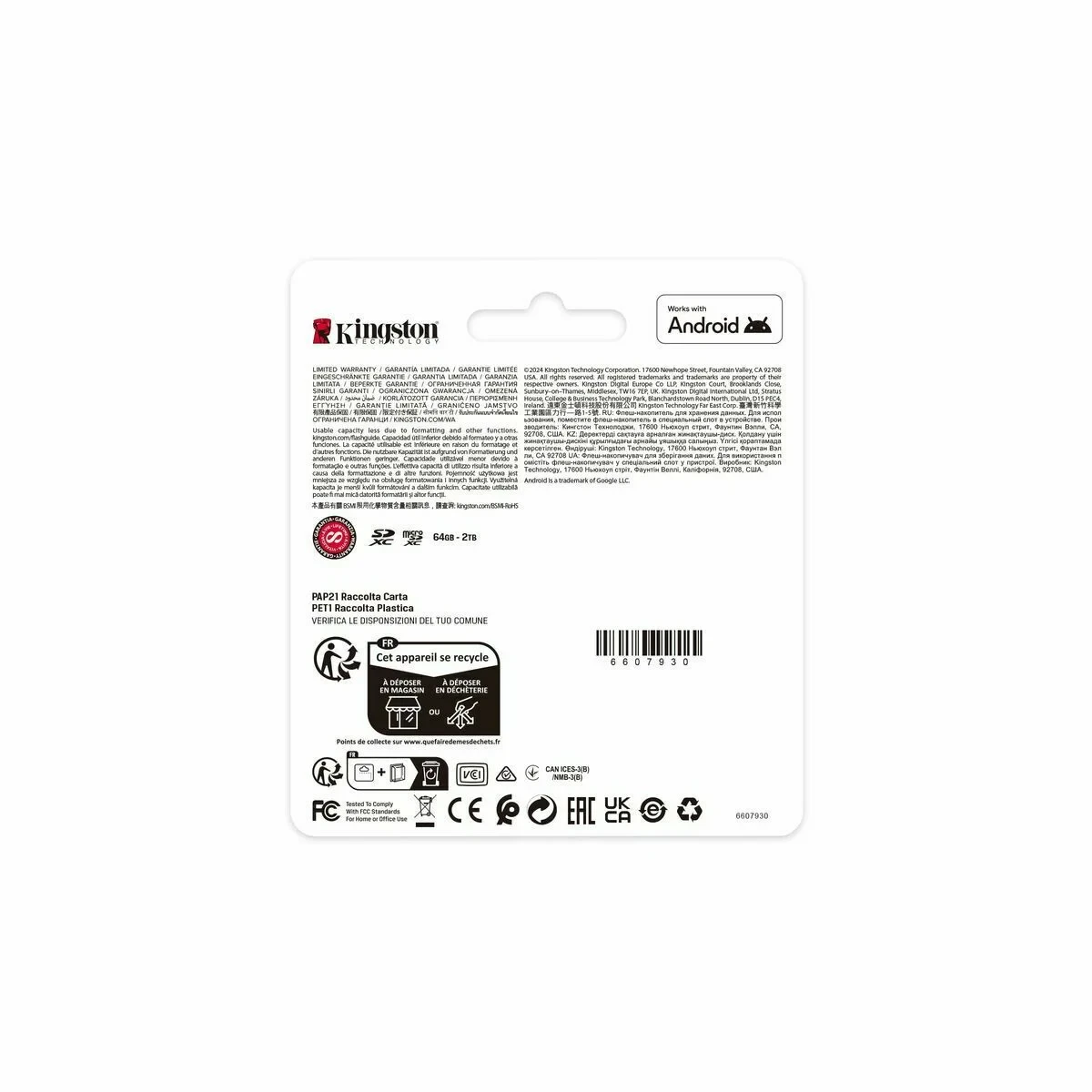Tarjeta de Memoria Micro SD con Adaptador Kingston SDCS3/64GB 64 GB