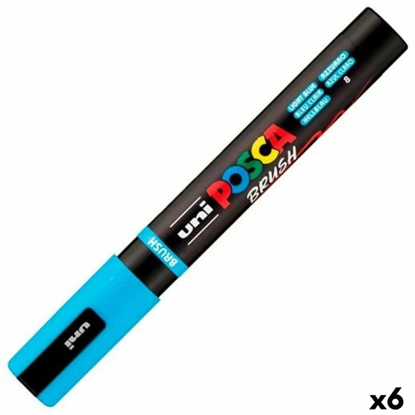 Marcador BRUSH POSCA PC-5BR Azul claro (6 Unidades)
