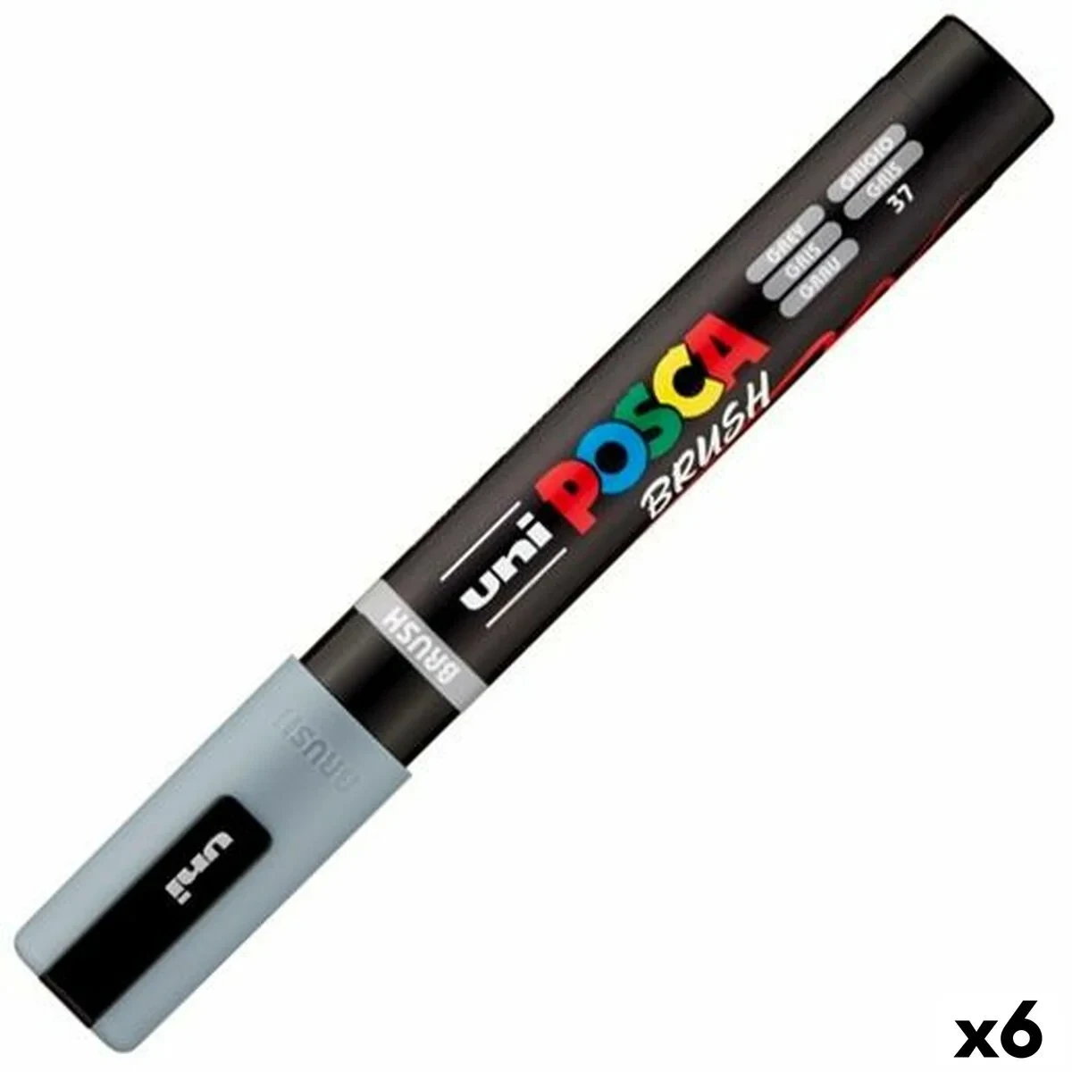 Marcador BRUSH POSCA PC-5BR Gris (6 Unidades)
