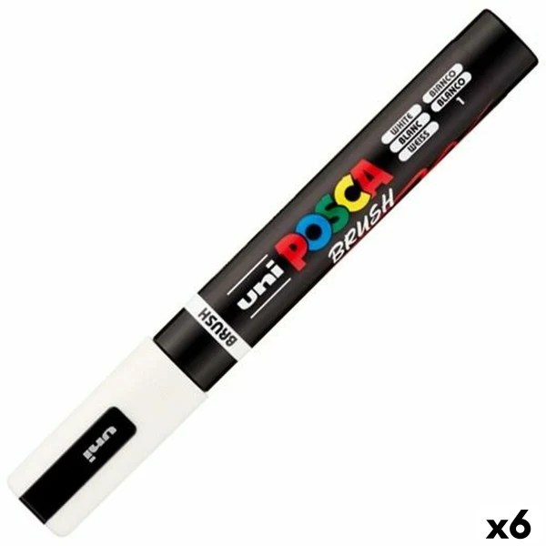 Marcador BRUSH POSCA PC-5BR Blanco (6 Unidades)