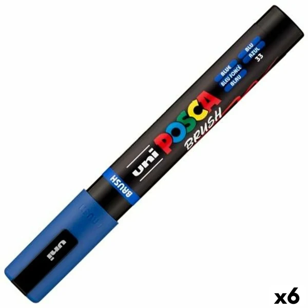 Marcador BRUSH POSCA PC-5BR Azul (6 Unidades)