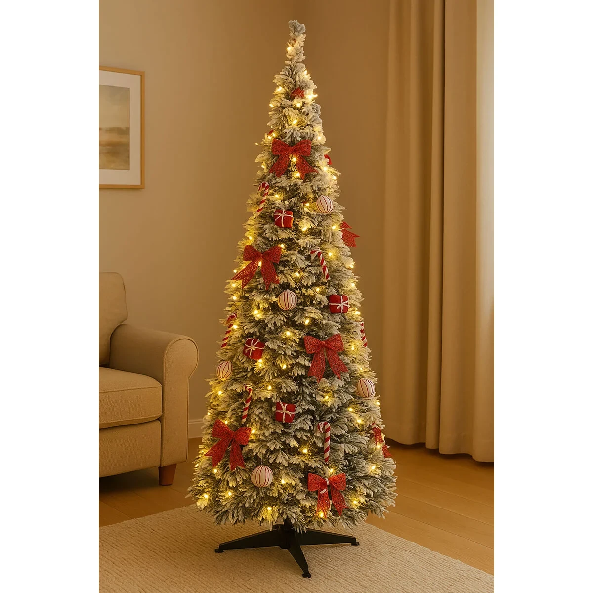 Árbol de Navidad Home ESPRIT Blanco Rojo PVC Nevado