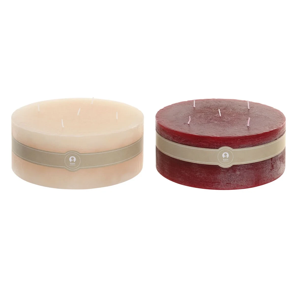 Vela Home ESPRIT Rojo Crema Navidad 25 x 25 x 10 cm (2 Unidades)