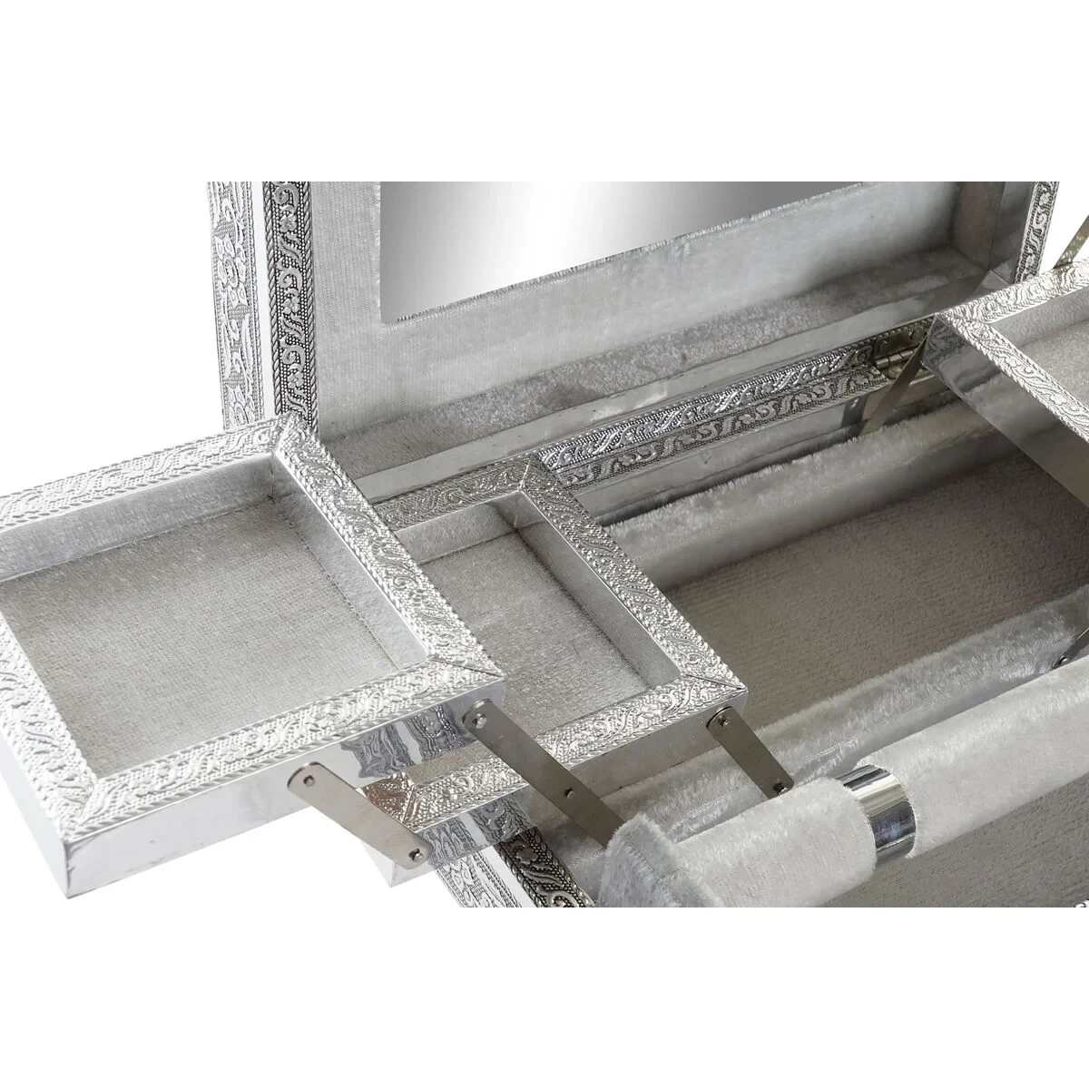 Caja-Joyero Home ESPRIT Plateado Natural Madera Aluminio 27,5 x 21 x 7,6 cm